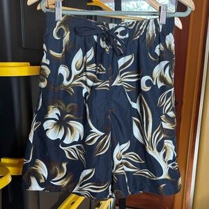 Speedo Black Brown Floral Poly Lined 3 Pocket Board Swim Shorts Size Medium
